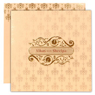 Cream gold Indian wedding invitations